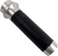 BRASS BALLS Leather Moto Grips Natural Black Ribbed BB08-204 Supply