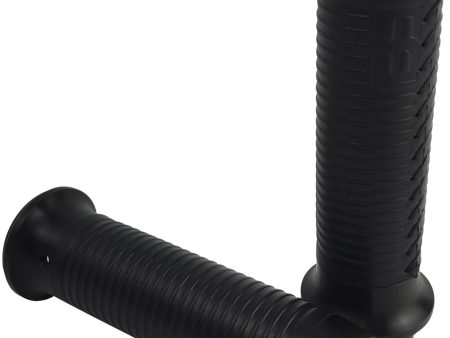 BRASS BALLS Leather Moto Grips Black Black Ribbed BB08-207 Online now