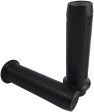 BRASS BALLS Leather Moto Grips Black Black Ribbed BB08-207 Online now