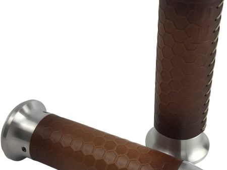 BRASS BALLS Leather Moto Grips Natural Tan Honeycomb BB08-205 Online