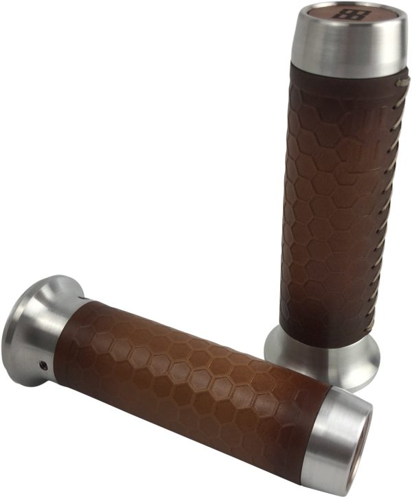 BRASS BALLS Leather Moto Grips Natural Tan Honeycomb BB08-205 Online