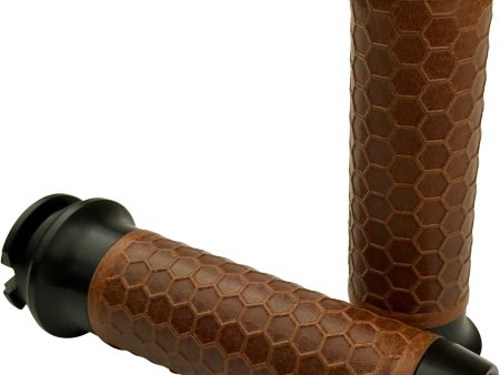 BRASS BALLS Leather Moto Grips Black Tan Honeycomb Scout BB08-212 Fashion