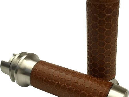 BRASS BALLS Leather Moto Grips Natural Tan Honeycomb Chief BB08-211 Online