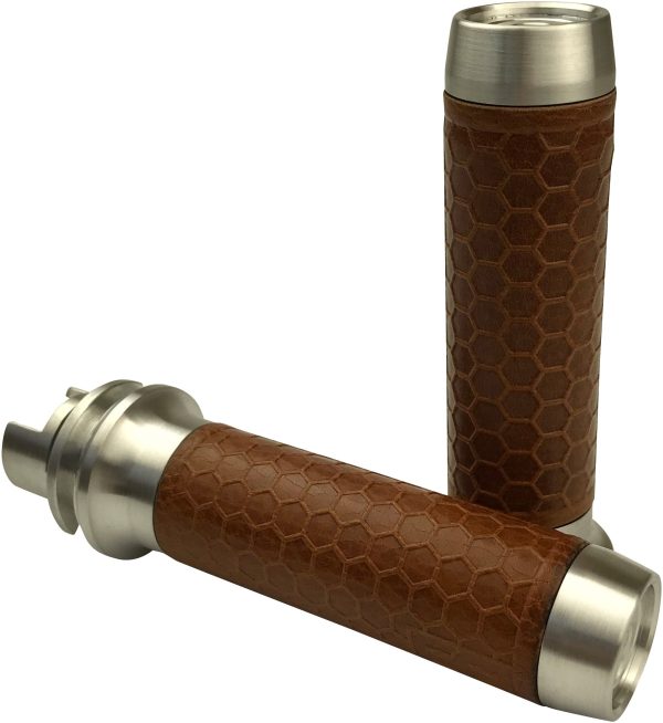 BRASS BALLS Leather Moto Grips Natural Tan Honeycomb Chief BB08-211 Online