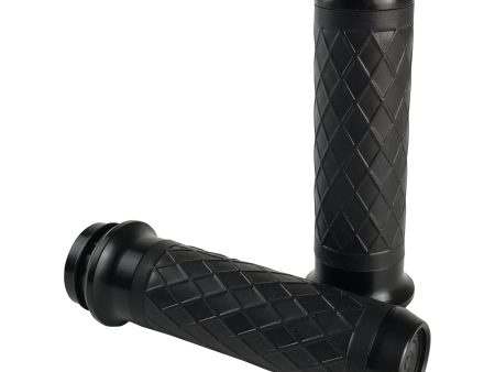 BRASS BALLS Leather Moto Grips Black Black Diamond BB08-264 on Sale