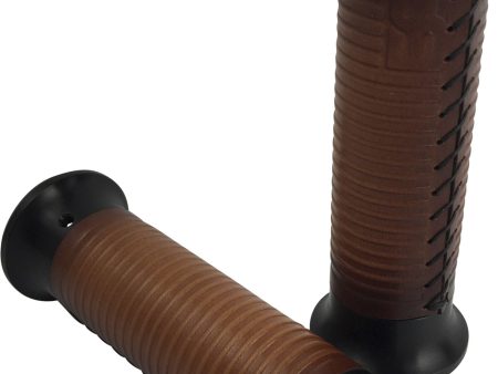 BRASS BALLS Leather Moto Grips Black Tan Ribbed BB08-208 Supply