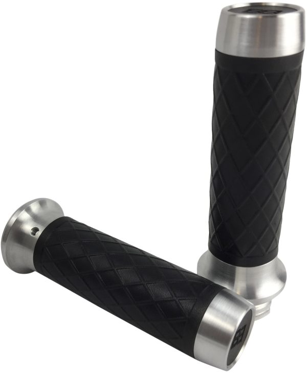 BRASS BALLS Leather Moto Grips Natural Black Diamond BB08-206 For Discount